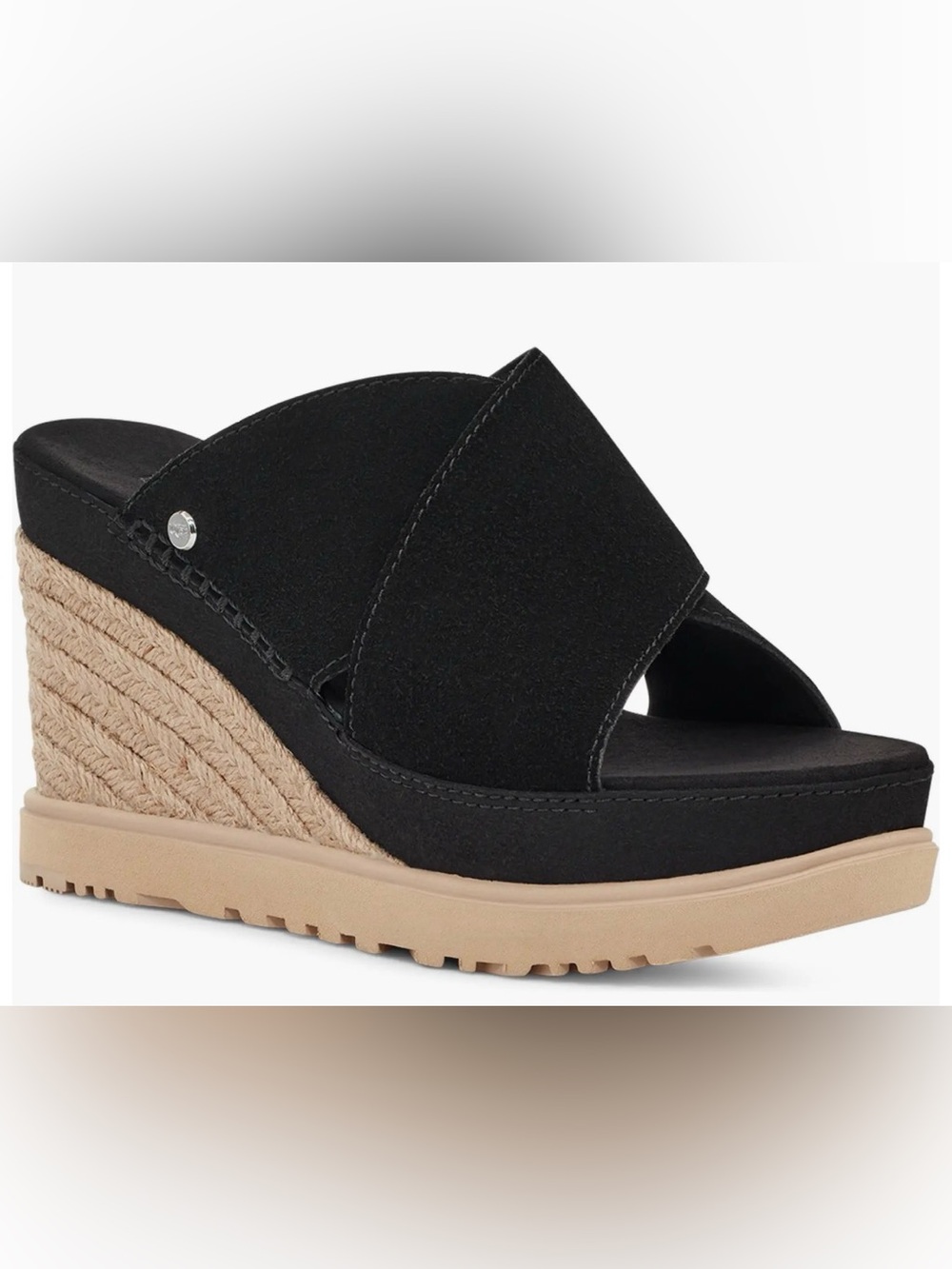 UGG Abbot Black Slide Wedge Sandals